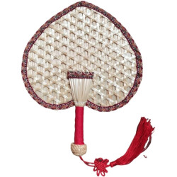 Huffa éventails tissés à la main, grands éventails en paille de blé, éventails antiques à bords colorés à manivelle (color : wov