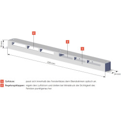 Ventilateur de fenêtre classic T pour fenêtre en bois pour ventilation en position fermée, en plastique blanc