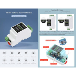 Waveshare Industrial Serial Server RS485 to RJ45 Ethernet TCP/IP to Serial Module Support Rail-Mount Modbus Gateway