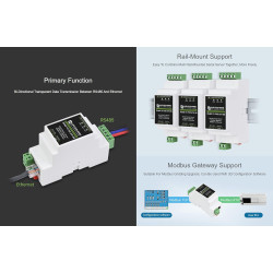 Waveshare Industrial Serial Server RS485 to RJ45 Ethernet TCP/IP to Serial Module Support Rail-Mount Modbus Gateway