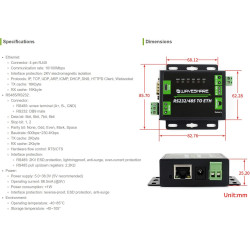 Waveshare Industrial RS232/RS485 to Ethernet Converter Dual Serial Ports TCP Server TCP Client UDP Server UDP Client HTTPD Clien