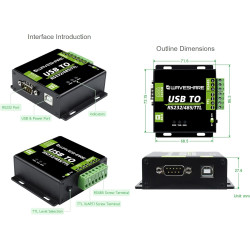 Waveshare USB to RS232/485/TTL Interface Converter Power and ADI magnetical Industrial Isolation