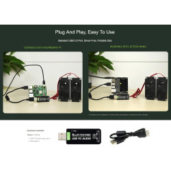 Waveshare USB Sound Card USB Audio Module External Audio Converter Onboard Microphone and Speaker Header for Raspberry Pi/Jetson