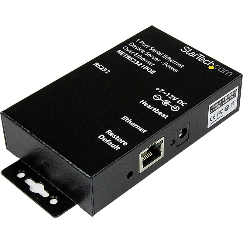 StarTech.com Serveur de périphériques série à 1 port RS232 vers IP Ethernet avec Power over Ethernet (PoE) (NETRS2321POE)