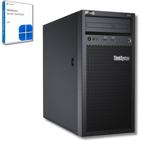 Lenovo ThinkSystem ST50 Serveur - Intel Xeon E-2224G CPU, 16 Go ECC RAM, SSD 2 × 1 to, Win Server 2025 Standard (Reconditionné)