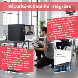 Lenovo ThinkSystem ST50 Serveur - Intel Xeon E-2224G CPU, 16 Go ECC RAM, SSD 2 × 1 to, Win Server 2025 Standard (Reconditionné)