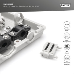 DIGITUS Boîtier de Distribution Fibre Optique - 8X SC Simplex ou 8X LC Duplex - Classe de Protection IP44 - pour l'extérieur ou 