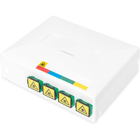DIGITUS DN-931094 – Boîtier FTTH/FTTX – 4X SC Simplex (SX) coupleur – Montage Mural & DIN Rail Montage sur Rail DIN – Cassette d