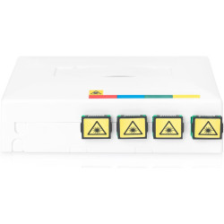 DIGITUS DN-931094 – Boîtier FTTH/FTTX – 4X SC Simplex (SX) coupleur – Montage Mural & DIN Rail Montage sur Rail DIN – Cassette d