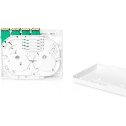 DIGITUS DN-931094 – Boîtier FTTH/FTTX – 4X SC Simplex (SX) coupleur – Montage Mural & DIN Rail Montage sur Rail DIN – Cassette d