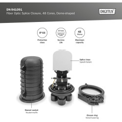 DIGITUS Fibre Dome Manchon - pour 48 fibres optiques - Classe de protection IP68 - Protection contre l'érosion - Manchon d'épiss
