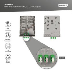 DIGITUS FTTH point de transfert domestique - pour 12 coupleurs SC-Simplex, 12 coupleurs LC-Duplex ou E-2000 - pré-confectionné -