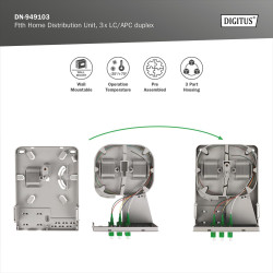 DIGITUS FTTH point de transfert domestique - pour 12 coupleurs SC-Simplex, 12 coupleurs LC-Duplex ou E-2000 - pré-confectionné -