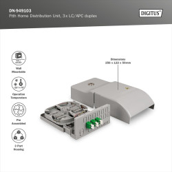 DIGITUS FTTH point de transfert domestique - pour 12 coupleurs SC-Simplex, 12 coupleurs LC-Duplex ou E-2000 - pré-confectionné -