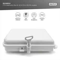 DIGITUS Boîtier de Distribution FTTH Extérieur - 16x LC/Duplex ou 16x SC/Simplex - Classe de Protection IP65 - Boîtier d'Epissur