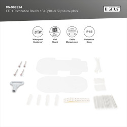 DIGITUS Boîtier de Distribution FTTH Extérieur - 16x LC/Duplex ou 16x SC/Simplex - Classe de Protection IP65 - Boîtier d'Epissur