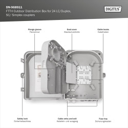 DIGITUS Professional DN-968911 Boîte de Distribution FTTH extérieure pour 8 adaptateurs SC Simplex / 24 épissures