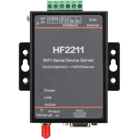 HF2211 Serveur de Périphérique Série, Module de Communication RS232/485/422 vers WiFi et Ethernet DTU, 5-36VDC, 95x65x25mm