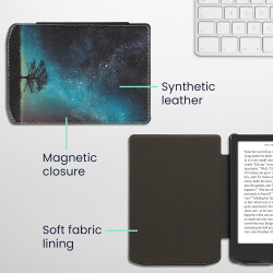 kwmobile Étui Compatible avec Pocketbook Verse/Pro/Color/Vivlio Light/Light HD Coque - Étui à Rabat magnétique Tablette eReader 