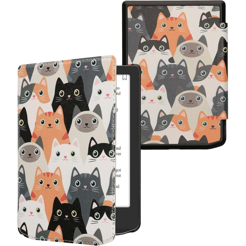 Kwmobile étui compatible avec pocketbook verse/pro/color/vivlio light/light hd coque - étui à rabat magnétique tablette ereader 