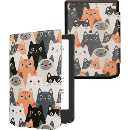 Kwmobile étui compatible avec pocketbook verse/pro/color/vivlio light/light hd coque - étui à rabat magnétique tablette ereader 