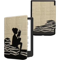 Kwmobile étui compatible avec pocketbook verse/pro/color/vivlio light/light hd coque - étui à rabat magnétique tablette ereader 