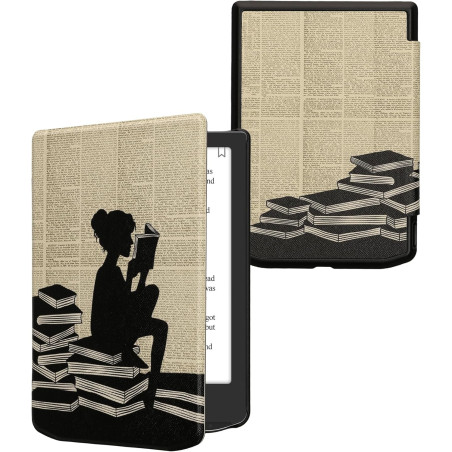 Kwmobile étui compatible avec pocketbook verse/pro/color/vivlio light/light hd coque - étui à rabat magnétique tablette ereader 