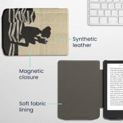 Kwmobile étui compatible avec pocketbook verse/pro/color/vivlio light/light hd coque - étui à rabat magnétique tablette ereader 