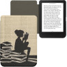 Kwmobile étui compatible avec kobo clara bw/colour coque - étui à rabat magnétique tablette ereader similicuir - noir-beige