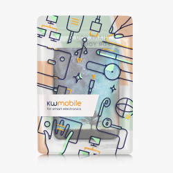 kwmobile Étui Compatible avec Kobo Clara BW/Colour Coque - Étui à Rabat magnétique Tablette eReader Similicuir - Bleu-Gris-Noir