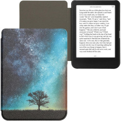 kwmobile Étui Compatible avec Kobo Clara BW/Colour Coque - Étui à Rabat magnétique Tablette eReader Similicuir - Bleu-Gris-Noir