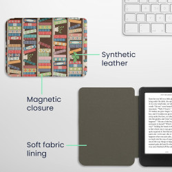 kwmobile Étui Compatible avec Kobo Clara BW/Colour Coque - Étui à Rabat magnétique Tablette eReader Similicuir - Bleu-Vert-Fuchs