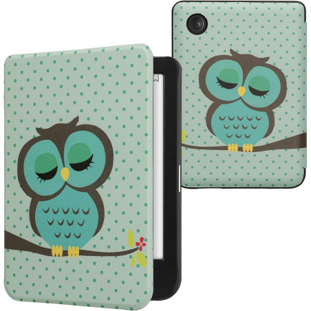 kwmobile Étui Compatible avec Kobo Clara BW/Colour Coque - Étui à Rabat magnétique Tablette eReader Similicuir - Turquoise-Marro