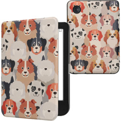 kwmobile Étui Compatible avec Kobo Clara BW/Colour Coque - Étui à Rabat magnétique Tablette eReader Similicuir - Blanc-Marron Cl