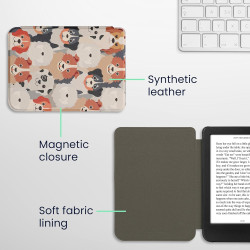 kwmobile Étui Compatible avec Kobo Clara BW/Colour Coque - Étui à Rabat magnétique Tablette eReader Similicuir - Blanc-Marron Cl