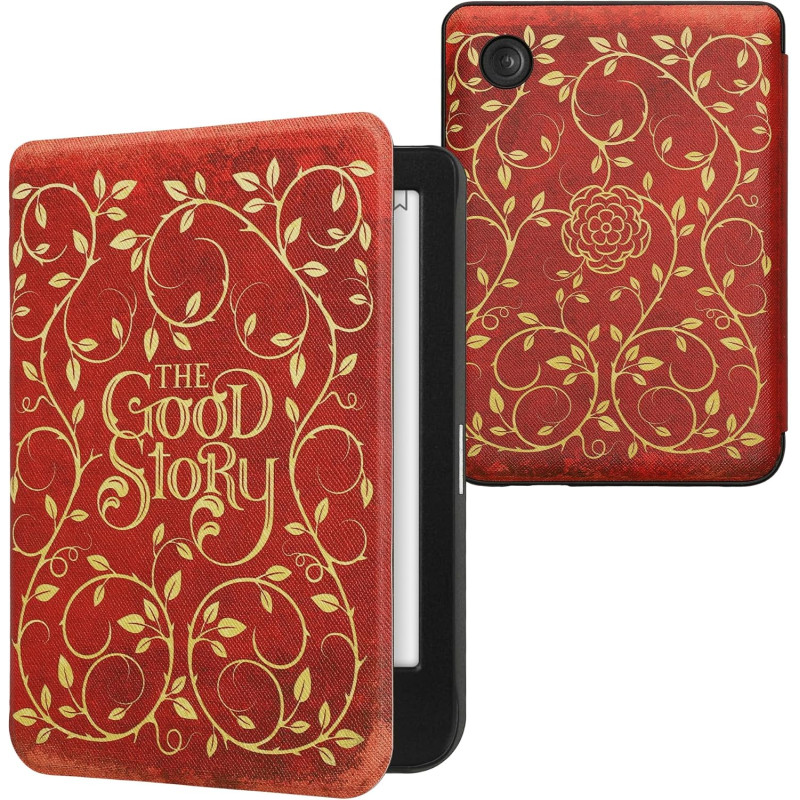 Kwmobile étui compatible avec kobo clara bw/colour coque - étui à rabat magnétique tablette ereader similicuir - jaune-orange-ro