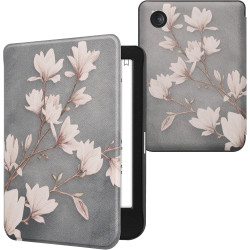 kwmobile Étui Compatible avec Kobo Clara BW/Colour Coque - Étui à Rabat magnétique Tablette eReader Similicuir - Taupe-Blanc-Ble