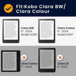 kwmobile Étui Compatible avec Kobo Clara BW/Colour Coque - Étui à Rabat magnétique Tablette eReader Similicuir - Taupe-Blanc-Ble
