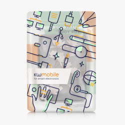 kwmobile Étui Compatible avec Kobo Clara BW/Colour Coque - Étui à Rabat magnétique Tablette eReader Similicuir - Taupe-Blanc-Ble