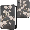 kwmobile Étui Compatible avec Kobo Clara BW/Colour Coque - Étui à Rabat magnétique Tablette eReader Similicuir - Taupe-Blanc-Gri