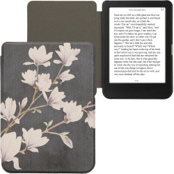 kwmobile Étui Compatible avec Kobo Clara BW/Colour Coque - Étui à Rabat magnétique Tablette eReader Similicuir - Taupe-Blanc-Gri
