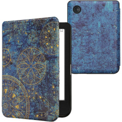 kwmobile Étui Compatible avec Kobo Clara BW/Colour Coque - Étui à Rabat magnétique Tablette eReader Similicuir - Jaune-Bleu fonc