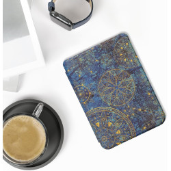 kwmobile Étui Compatible avec Kobo Clara BW/Colour Coque - Étui à Rabat magnétique Tablette eReader Similicuir - Jaune-Bleu fonc