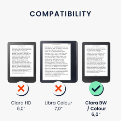 kwmobile Étui Compatible avec Kobo Clara BW/Colour Coque - Étui à Rabat magnétique Tablette eReader Similicuir - Jaune-Bleu fonc