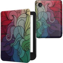 kwmobile Étui Compatible avec Kobo Clara BW/Colour Coque - Étui à Rabat magnétique Tablette eReader Similicuir - Fuchsia-Bleu-Ve