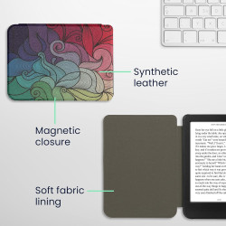 kwmobile Étui Compatible avec Kobo Clara BW/Colour Coque - Étui à Rabat magnétique Tablette eReader Similicuir - Fuchsia-Bleu-Ve