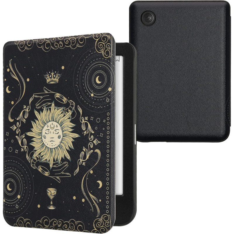 kwmobile Étui Compatible avec Kobo Clara BW/Colour Coque - Étui à Rabat magnétique Tablette eReader Similicuir - Bleu foncé-Jaun