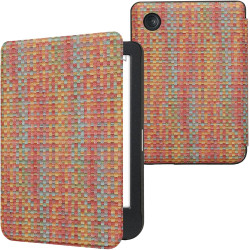 kwmobile Étui Compatible avec Kobo Clara BW/Colour Coque - Étui à Rabat magnétique Tablette eReader Similicuir - Jaune-Rouge-Ver