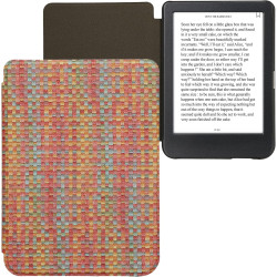 kwmobile Étui Compatible avec Kobo Clara BW/Colour Coque - Étui à Rabat magnétique Tablette eReader Similicuir - Jaune-Rouge-Ver