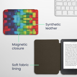 kwmobile Étui Compatible avec Kobo Clara BW/Colour Coque - Étui à Rabat magnétique Tablette eReader Similicuir - Multicolore-Ver